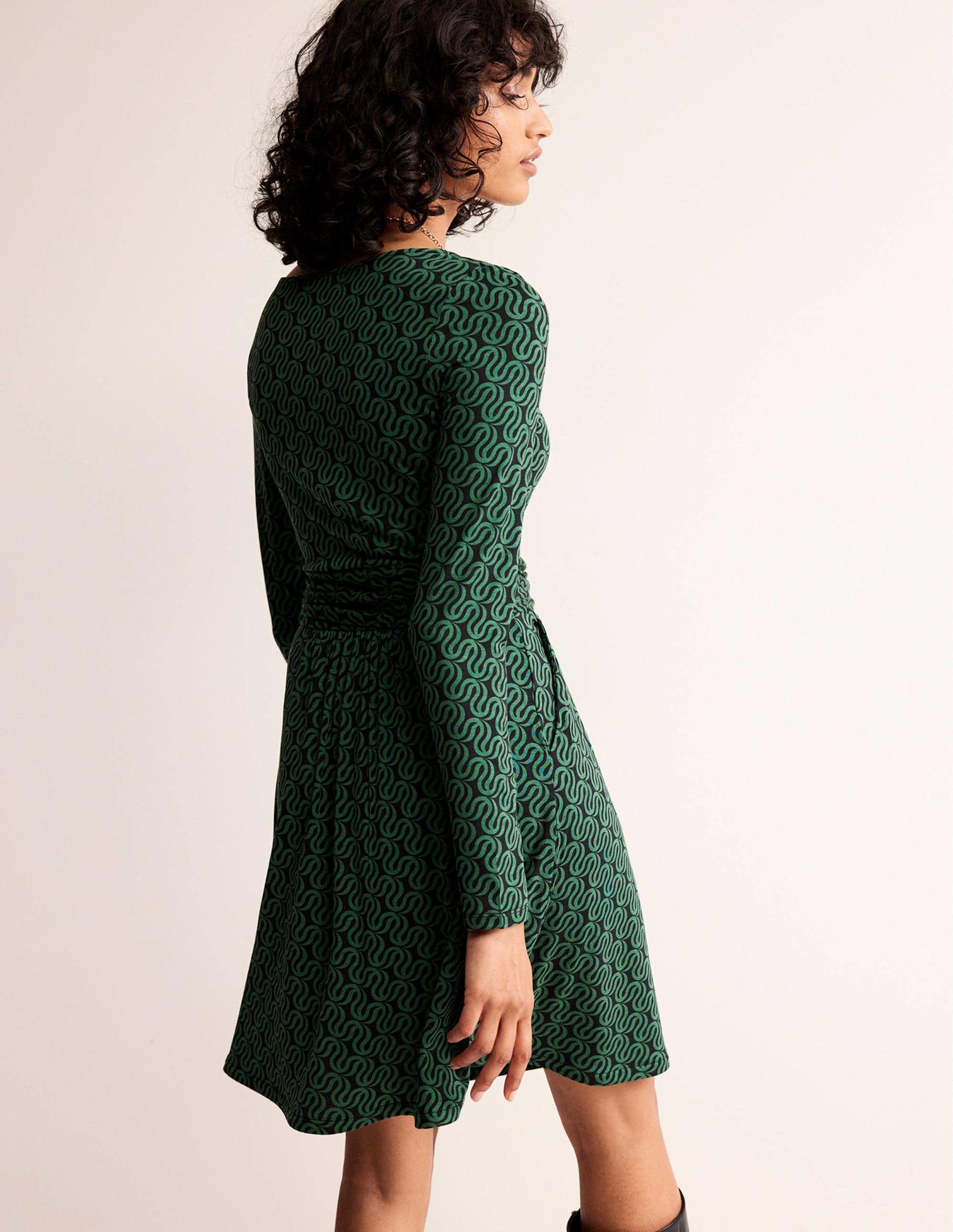 Abigail Jersey Dress-Black, Ribbon Wave-3