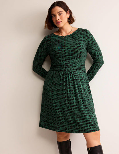 Abigail Jersey Dress-Black, Ribbon Wave-5