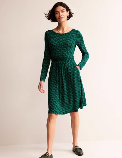 Abigail Jersey Dress-Veridian Green, Geo Fall-4