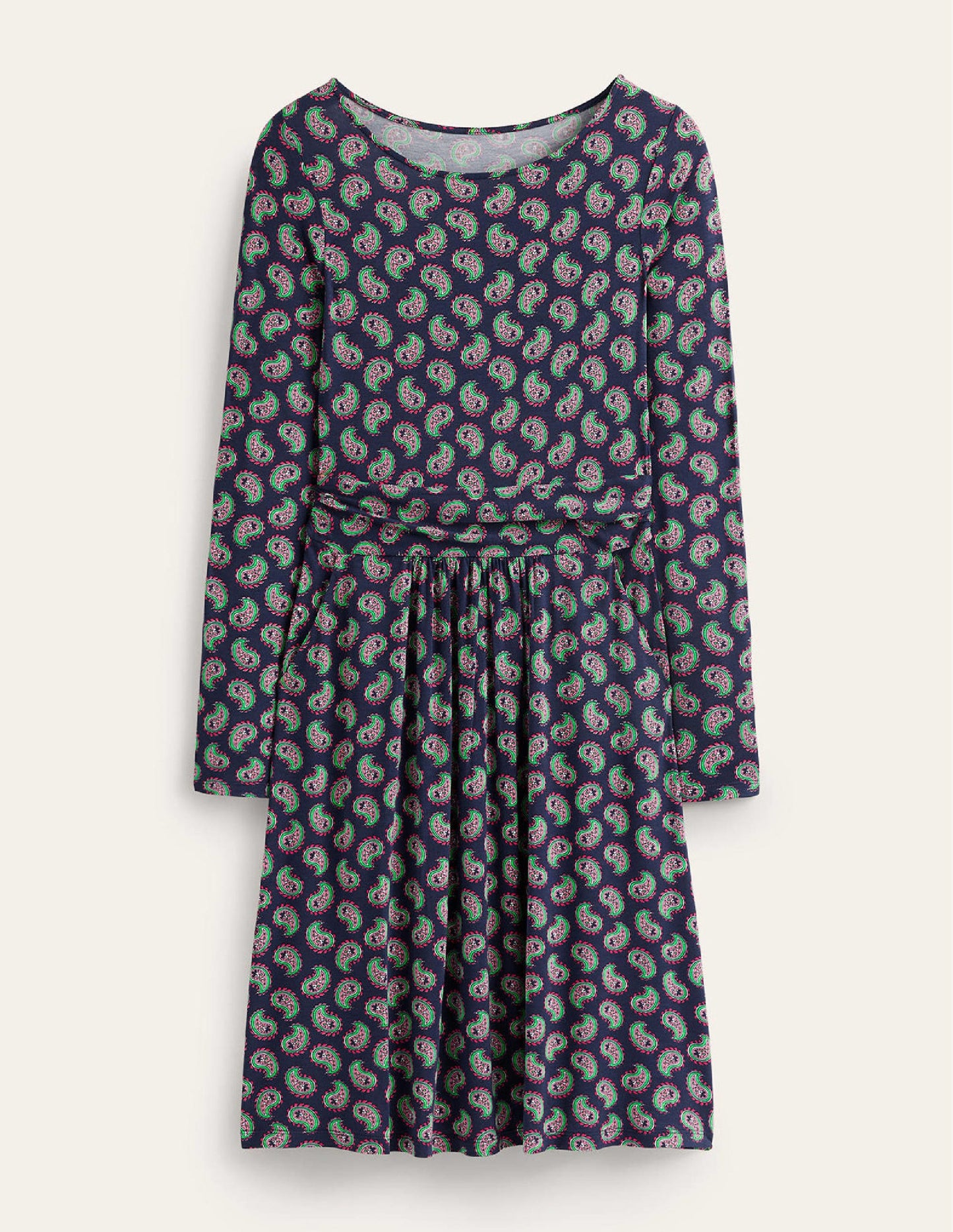 Abigail Jersey Dress-Navy, Paisley Bunch
