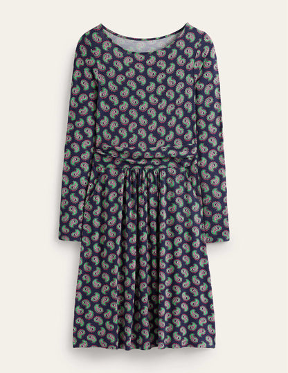 Abigail Jersey Dress-Navy, Paisley Bunch-5