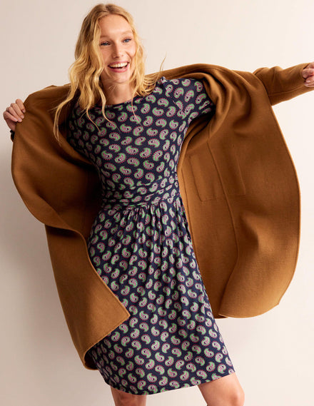 Abigail Jersey Dress-Navy, Paisley Bunch
