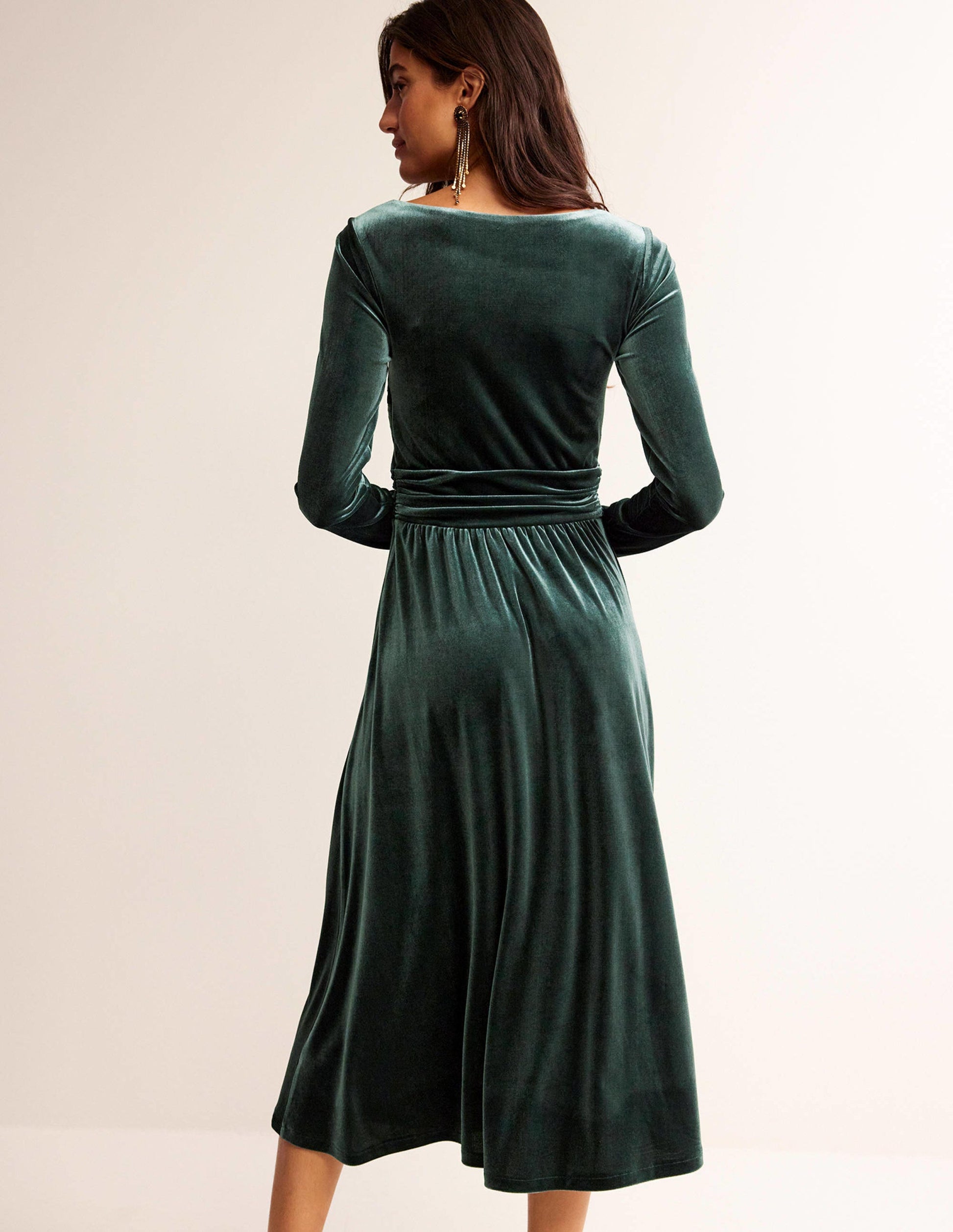 Abigail Velvet Midi Dress-Chatsworth Green-3