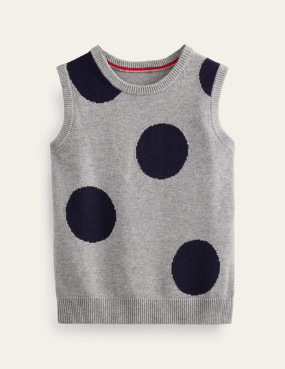 Fiona Tank-Grey Melange, Navy Spot-7