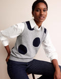 Fiona Tank-Grey Melange, Navy Spot