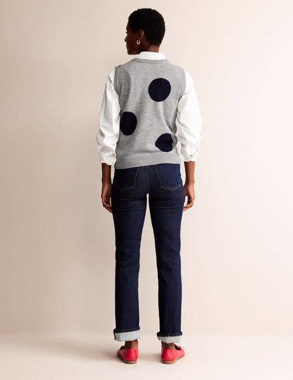 Fiona Tank-Grey Melange, Navy Spot-6