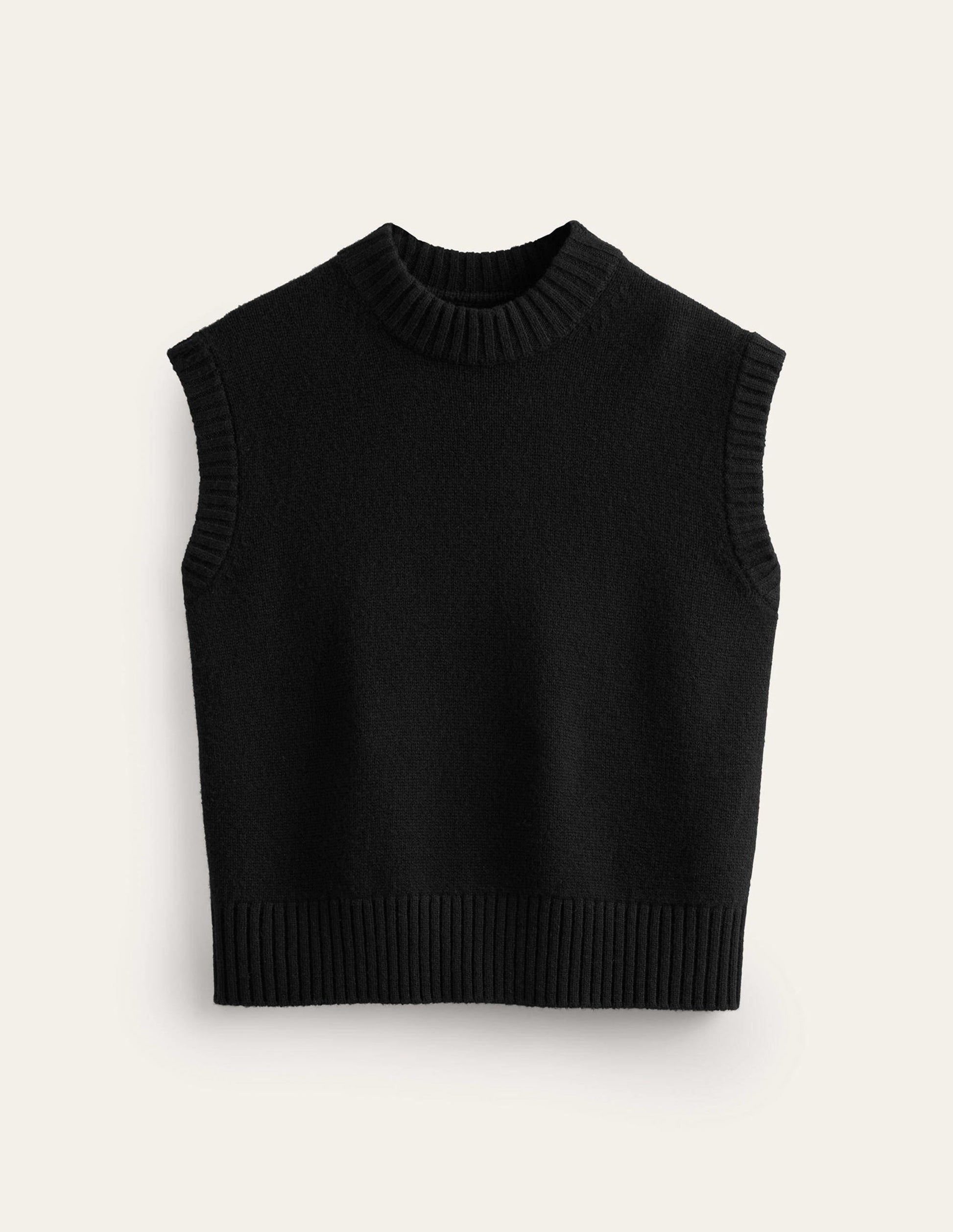Chunky Cashmere Crew Neck Tank-Black-7