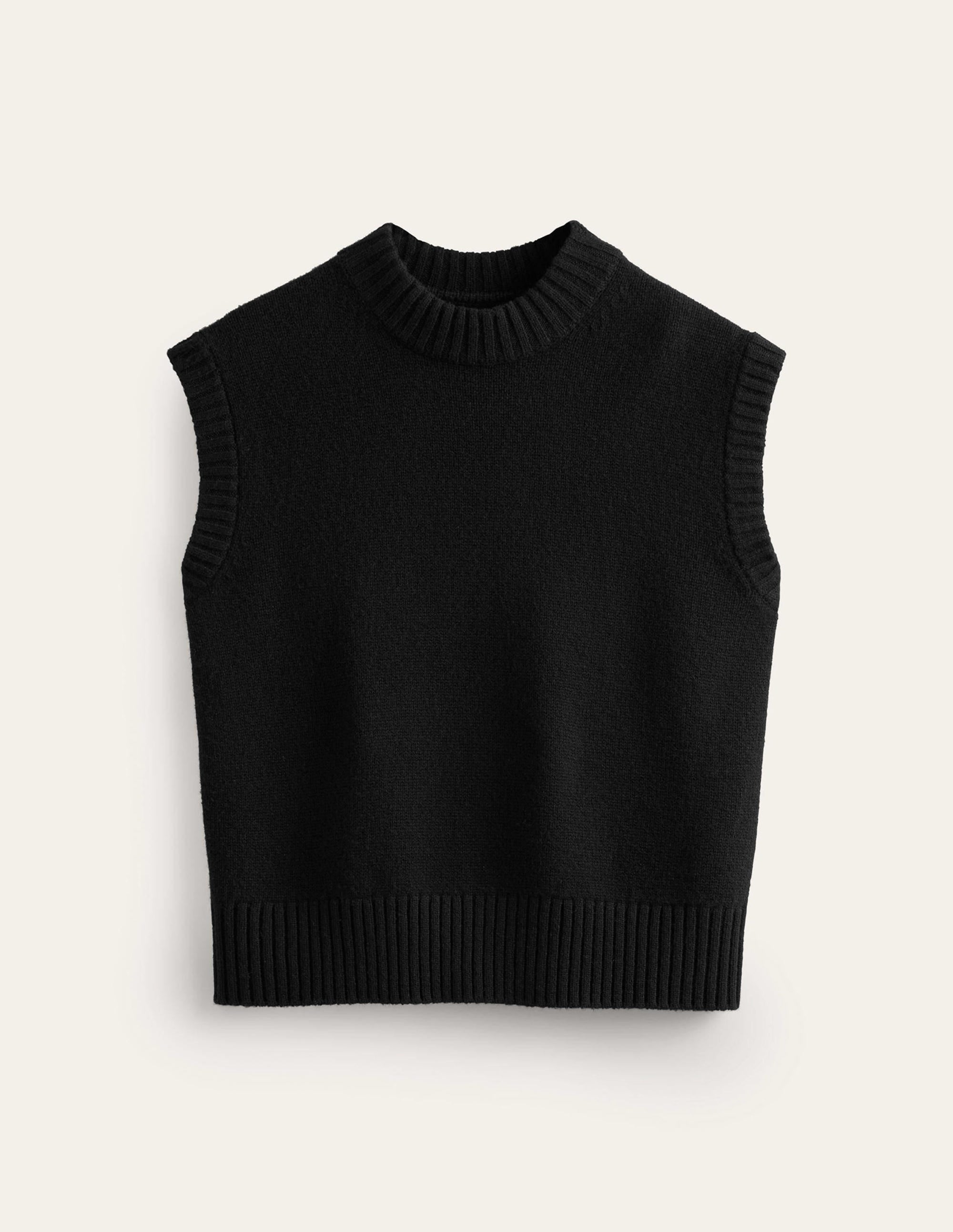 Chunky Cashmere Crew Neck Tank-Black - Image 7