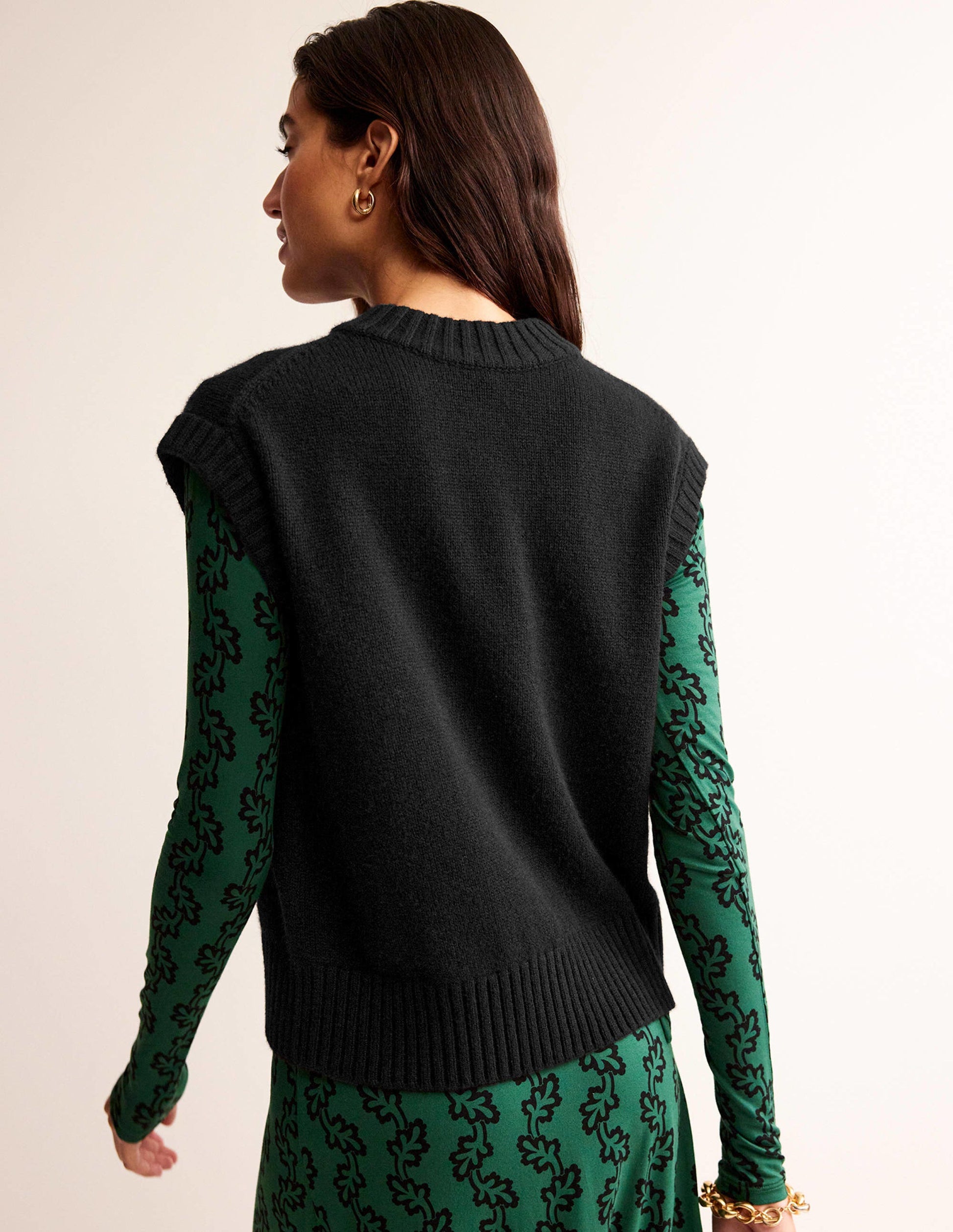 Chunky Cashmere Crew Neck Tank-Black-3