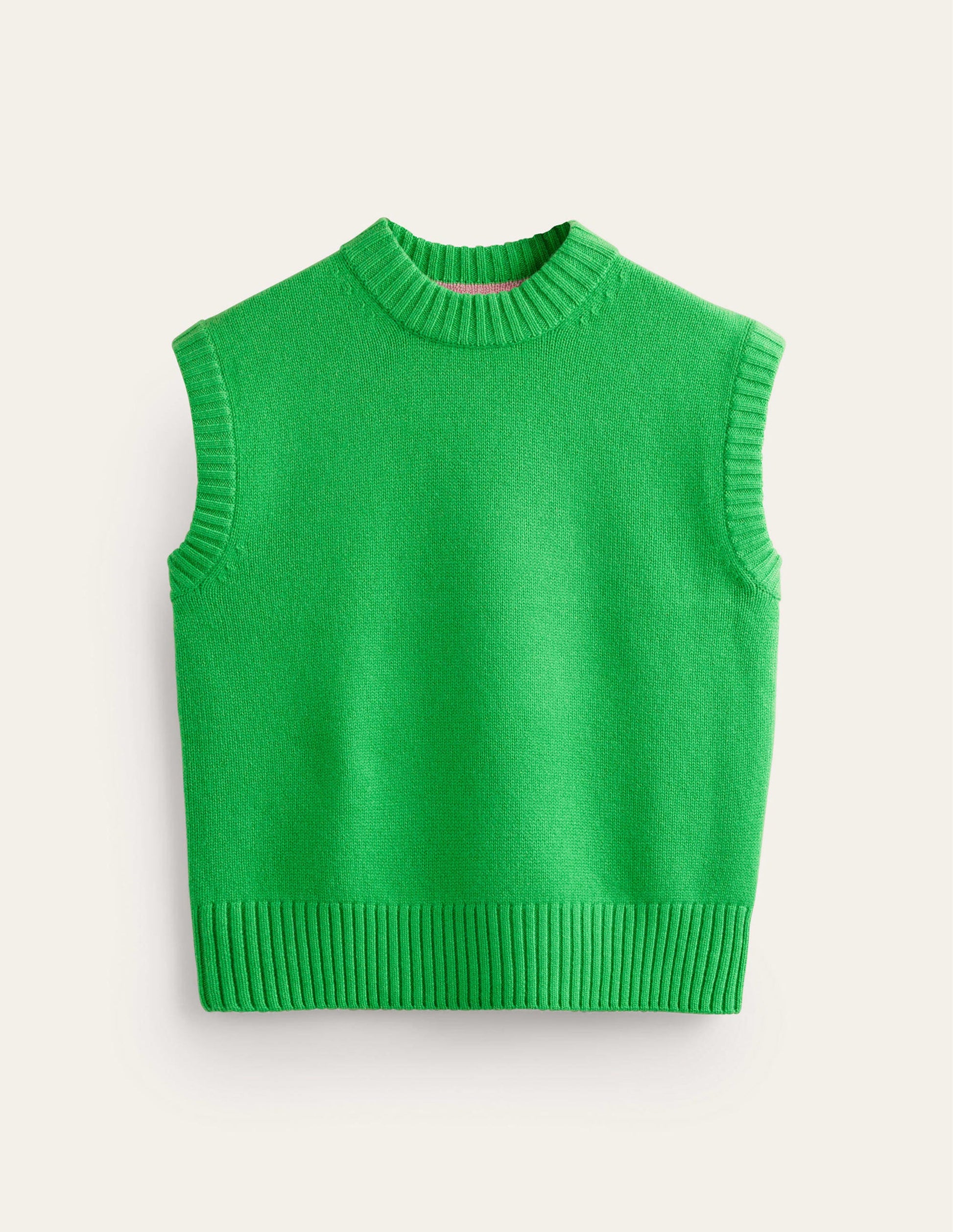 Chunky Cashmere Crew Neck Tank-Pigment Green-6