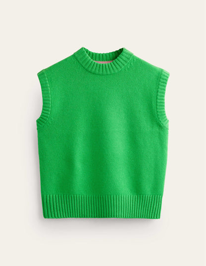Chunky Cashmere Crew Neck Tank-Pigment Green-6