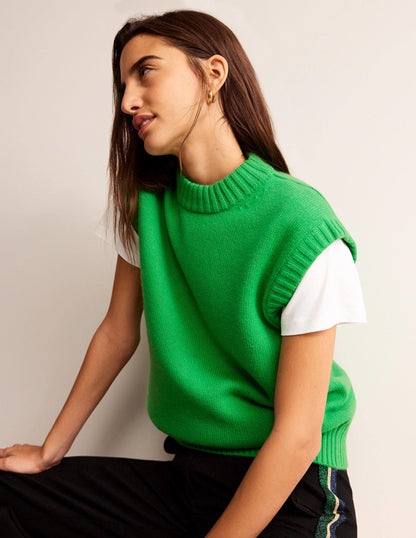 Chunky Cashmere Crew Neck Tank-Pigment Green-4