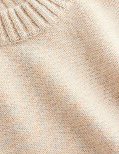 Chunky Cashmere Crew Neck Tank-Oatmeal-6