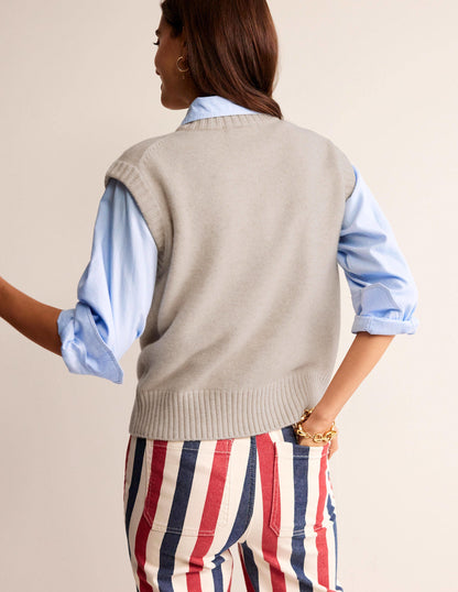 Chunky Cashmere Crew Neck Tank-Oatmeal-3