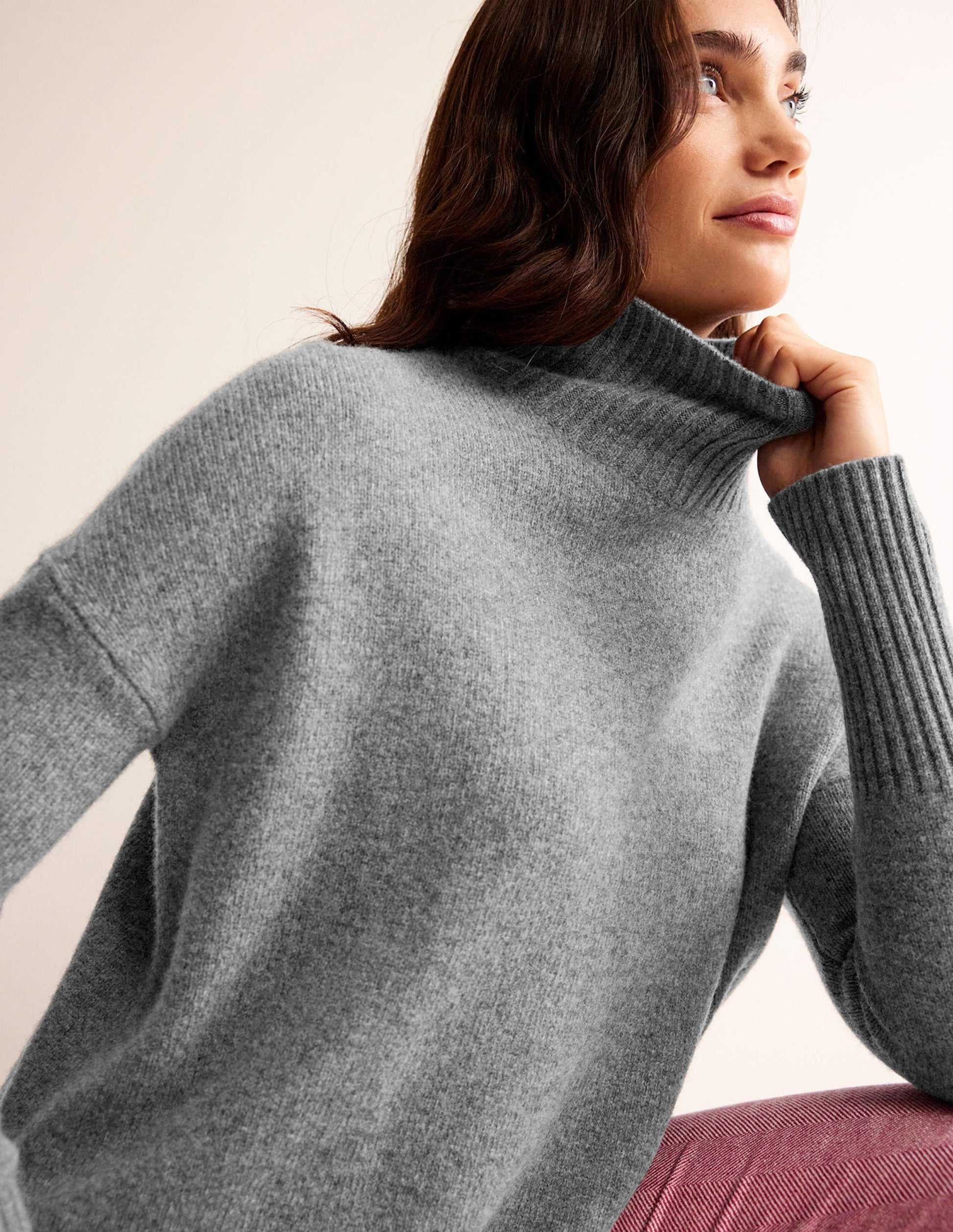 Jessica Oversized Jumper-Light Charcoal Melange-2