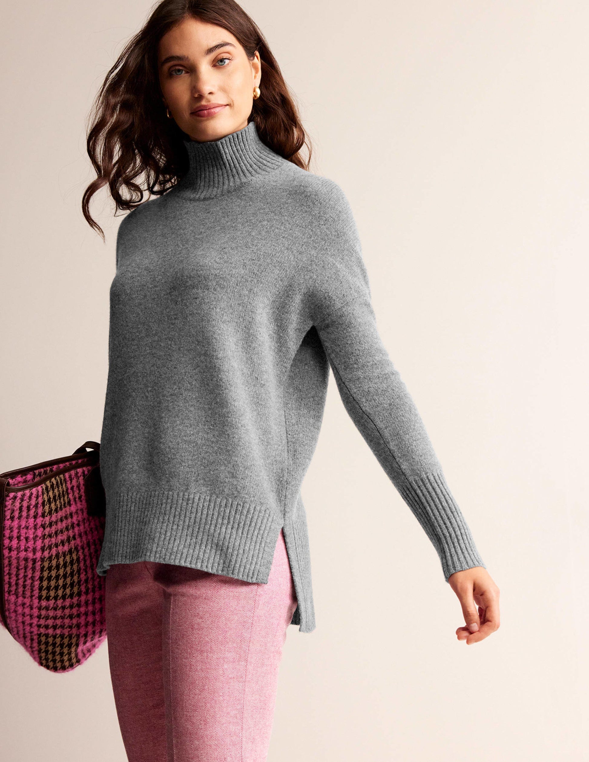 Jessica Oversized Jumper-Light Charcoal Melange-4