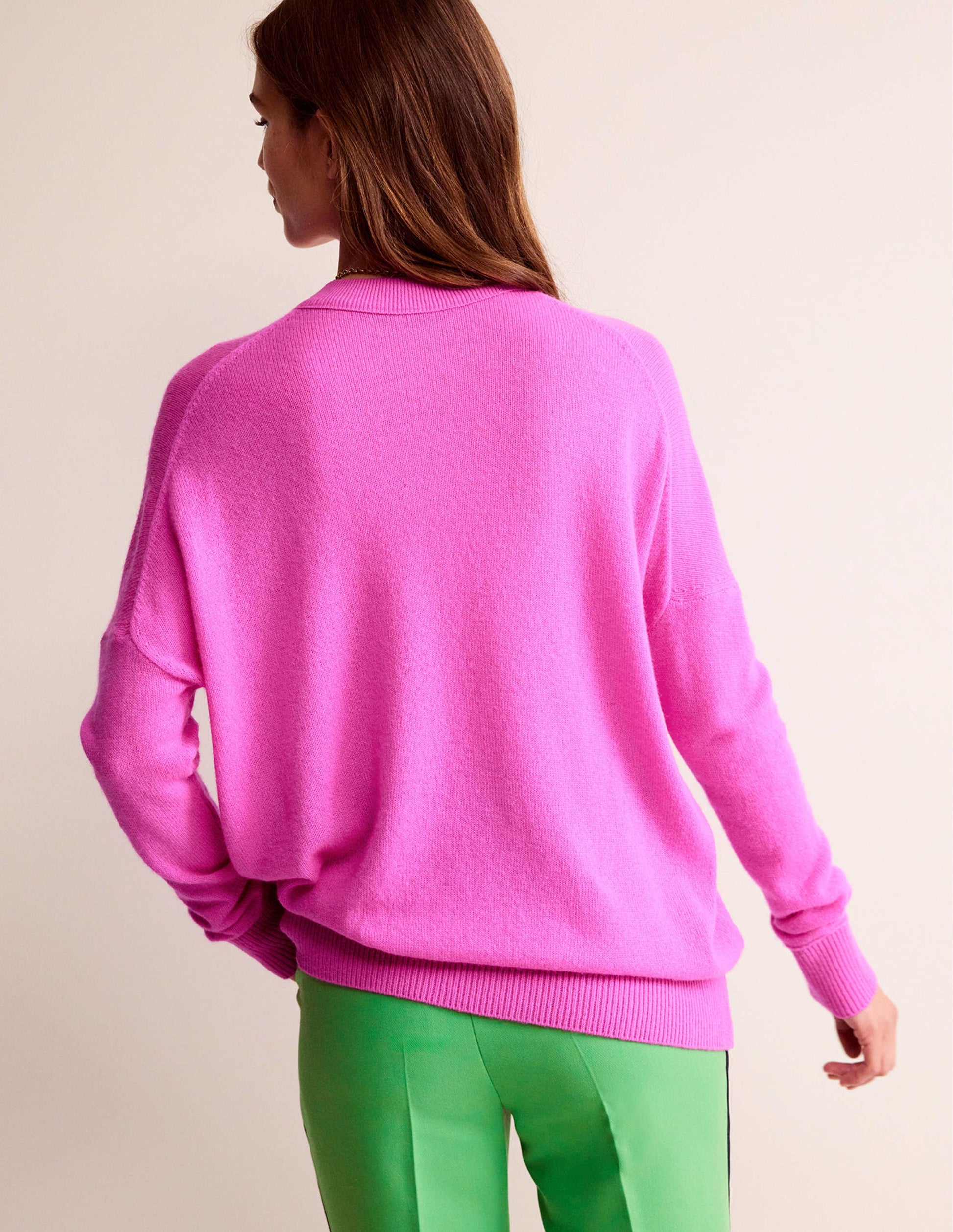 Cashmere Boyfriend Crew Jumper-Neon Pink-3