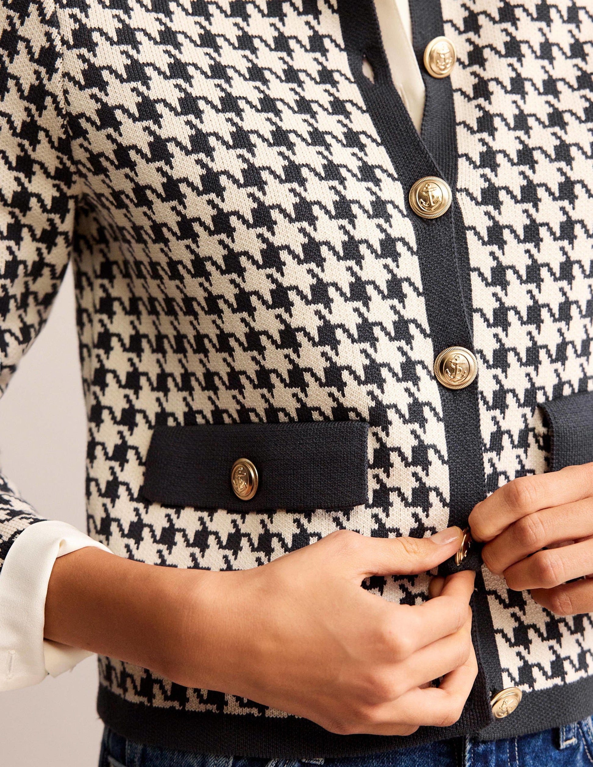 Holly Knitted Jacket-Charcoal / Ivory Houndstooth-2