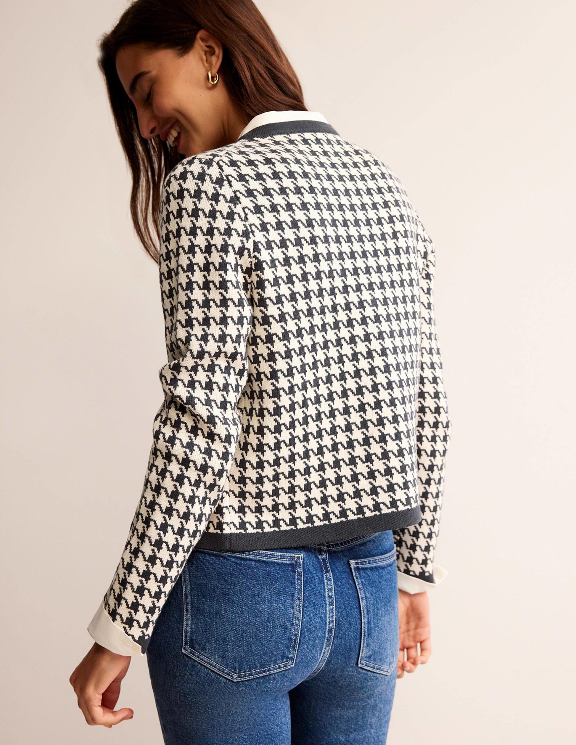 Holly Knitted Jacket-Charcoal / Ivory Houndstooth-3