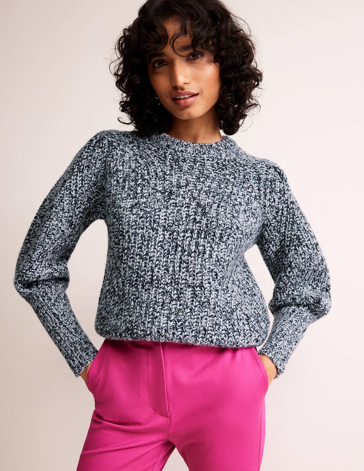 Chunky-Rib Cashmere Jumper-Blues Melange
