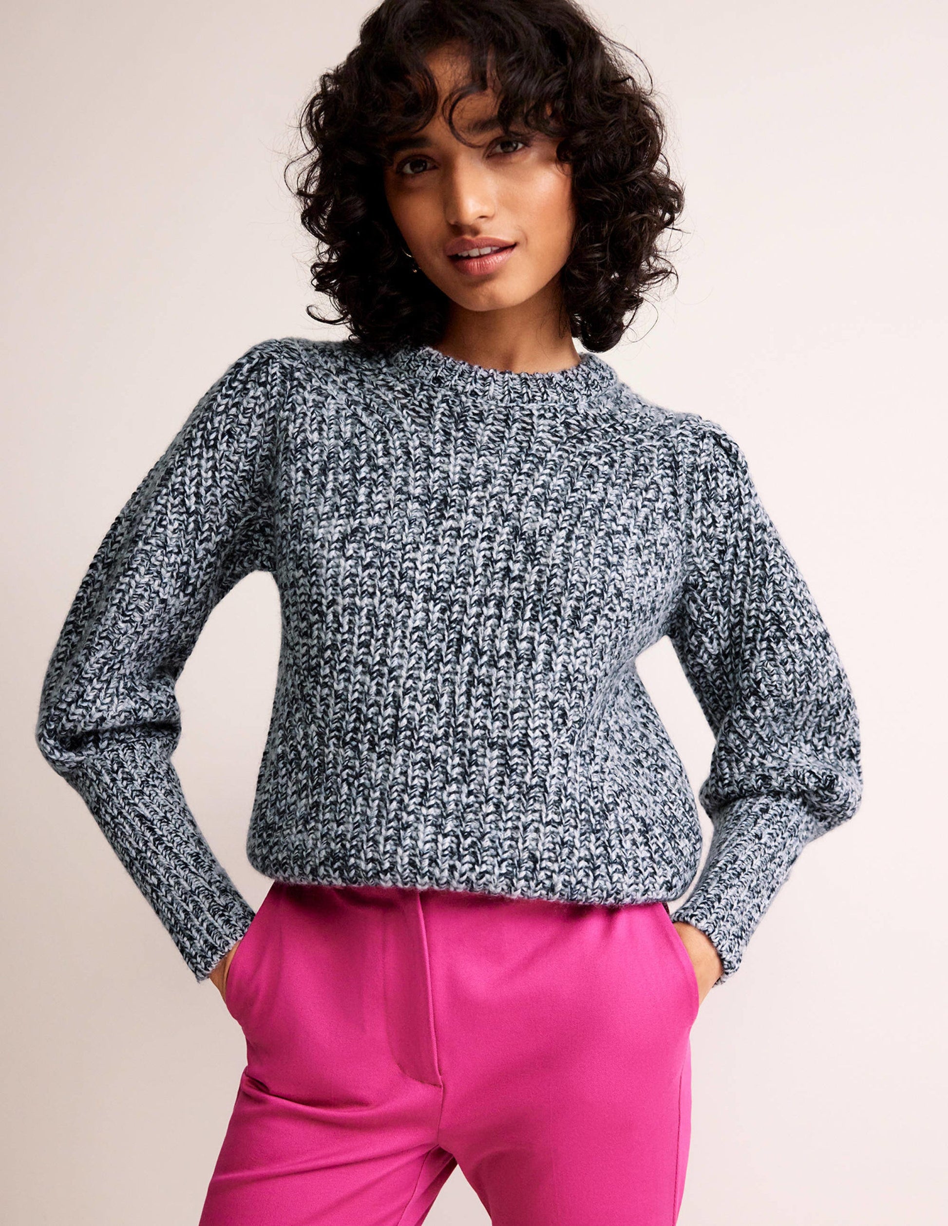 Chunky-Rib Cashmere Jumper-Blues Melange-1