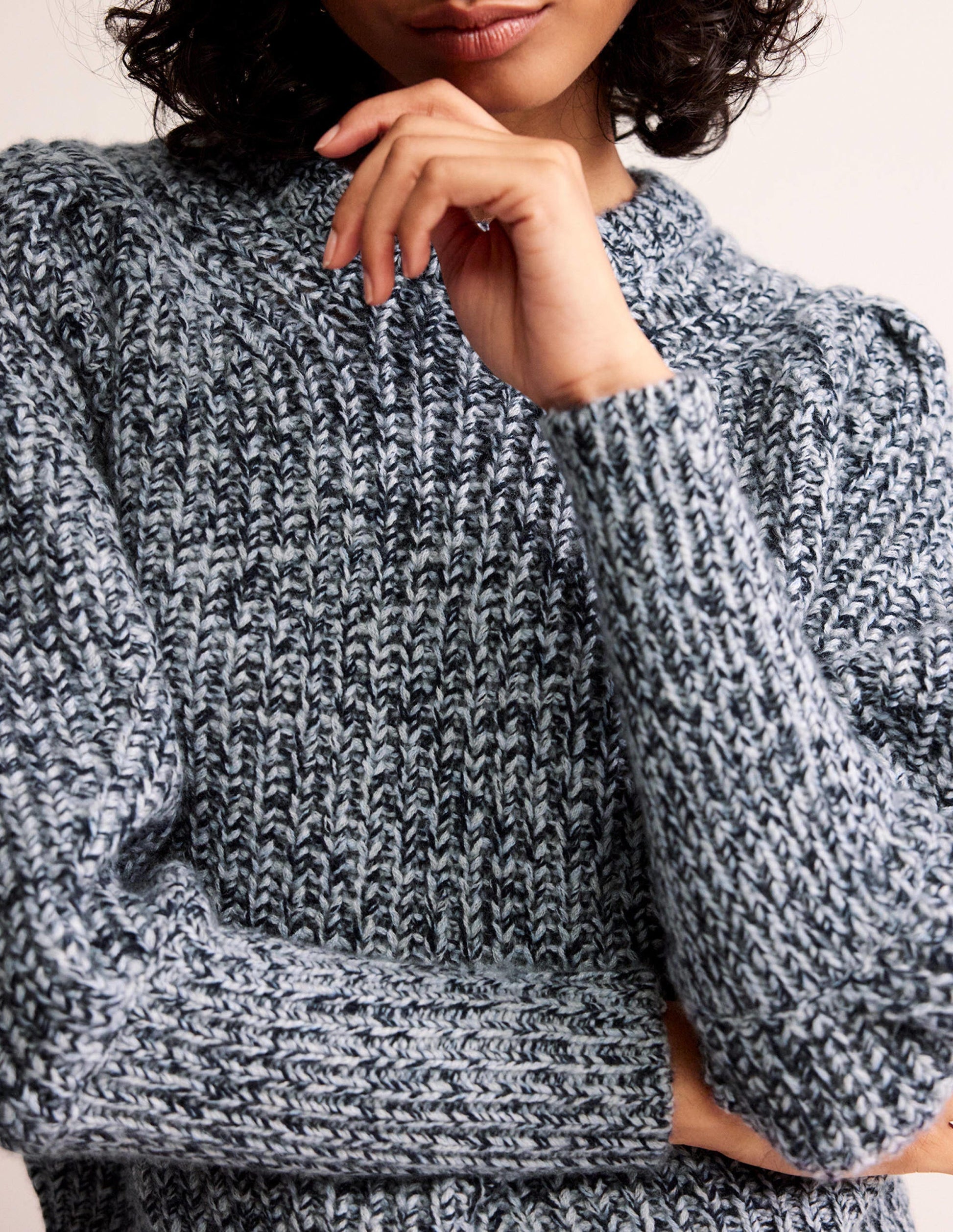 Chunky-Rib Cashmere Jumper-Blues Melange-2