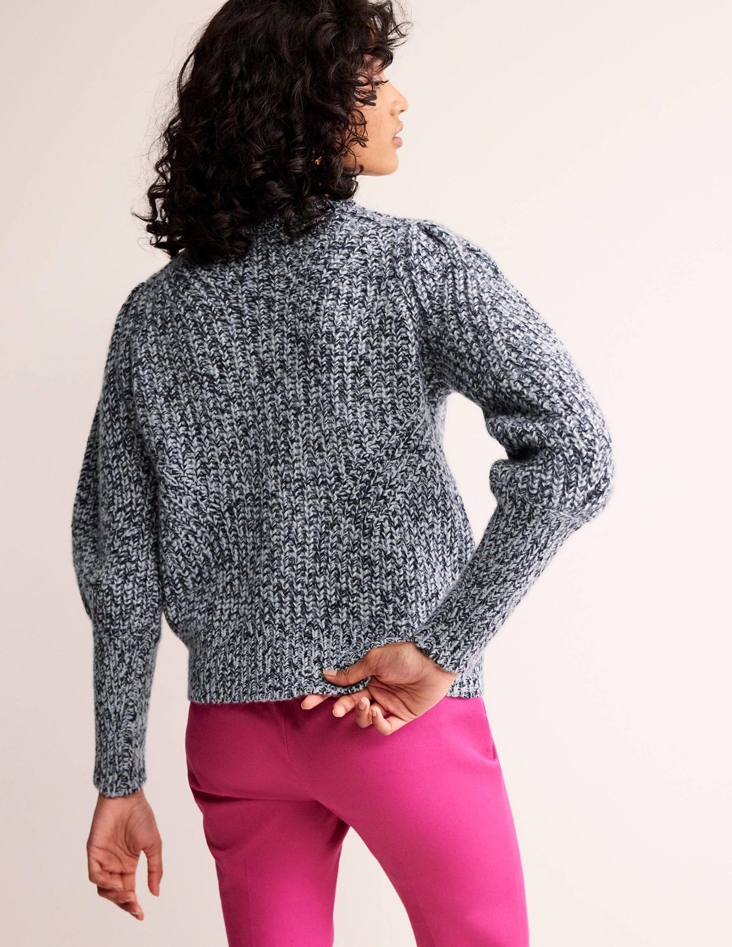 Chunky-Rib Cashmere Jumper-Blues Melange