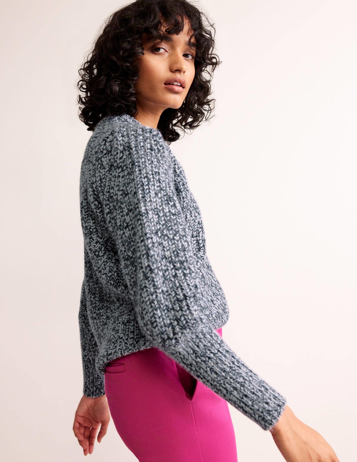 Chunky-Rib Cashmere Jumper-Blues Melange