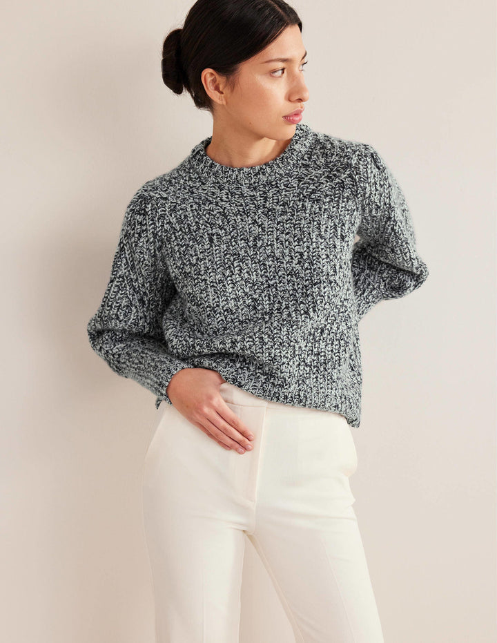 Chunky-Rib Cashmere Jumper-Blues Melange