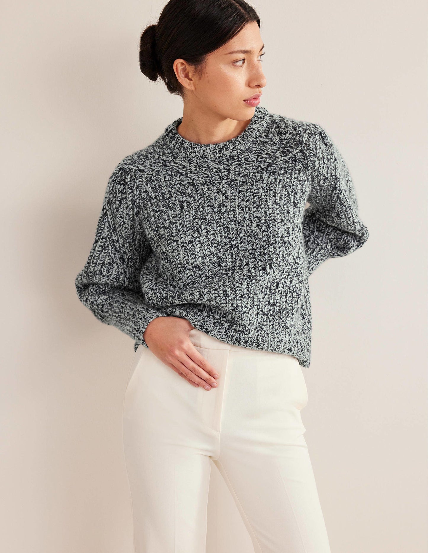 Chunky-Rib Cashmere Jumper-Blues Melange
