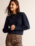 Key-Hole Cashmere Jumper-Navy