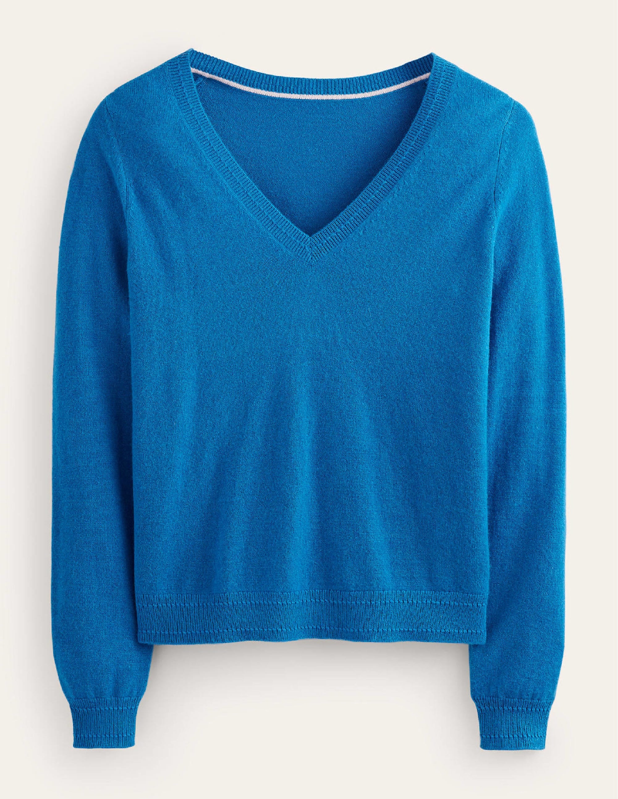 Eva Cashmere V-neck Jumper-Cyan - Image 5