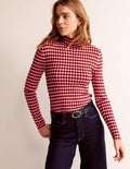 Fitted Check Jumper-Hot Pepper, Marshmallow