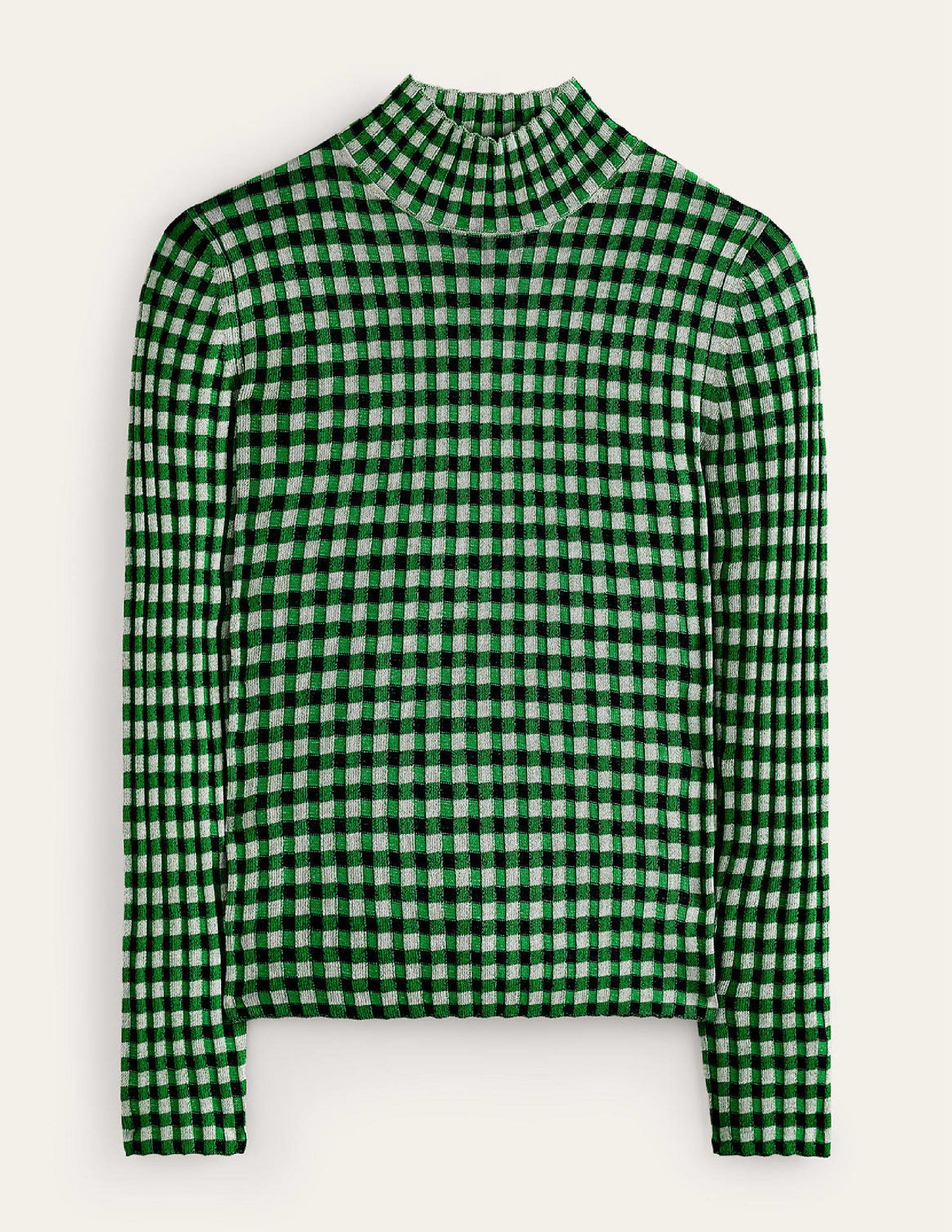 Fitted Check Jumper-Navy, Bright Green-5
