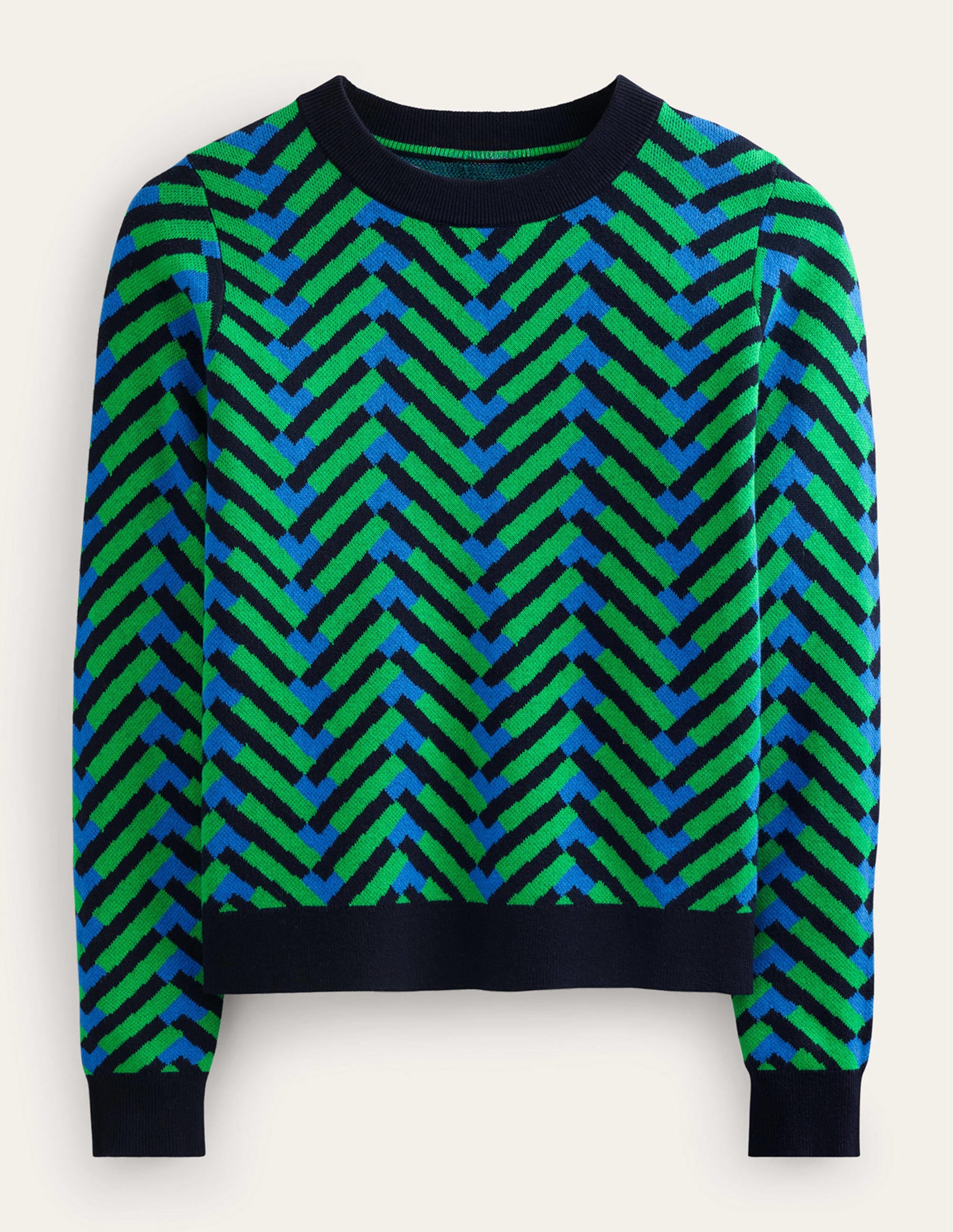 Jacquard Jumper-Pigment Green, Chevron Geo - Image 6