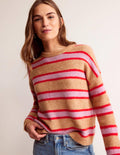 Rosemary Relaxed Fluffy Jumper-Camel Marl, Strawberry Sherbet