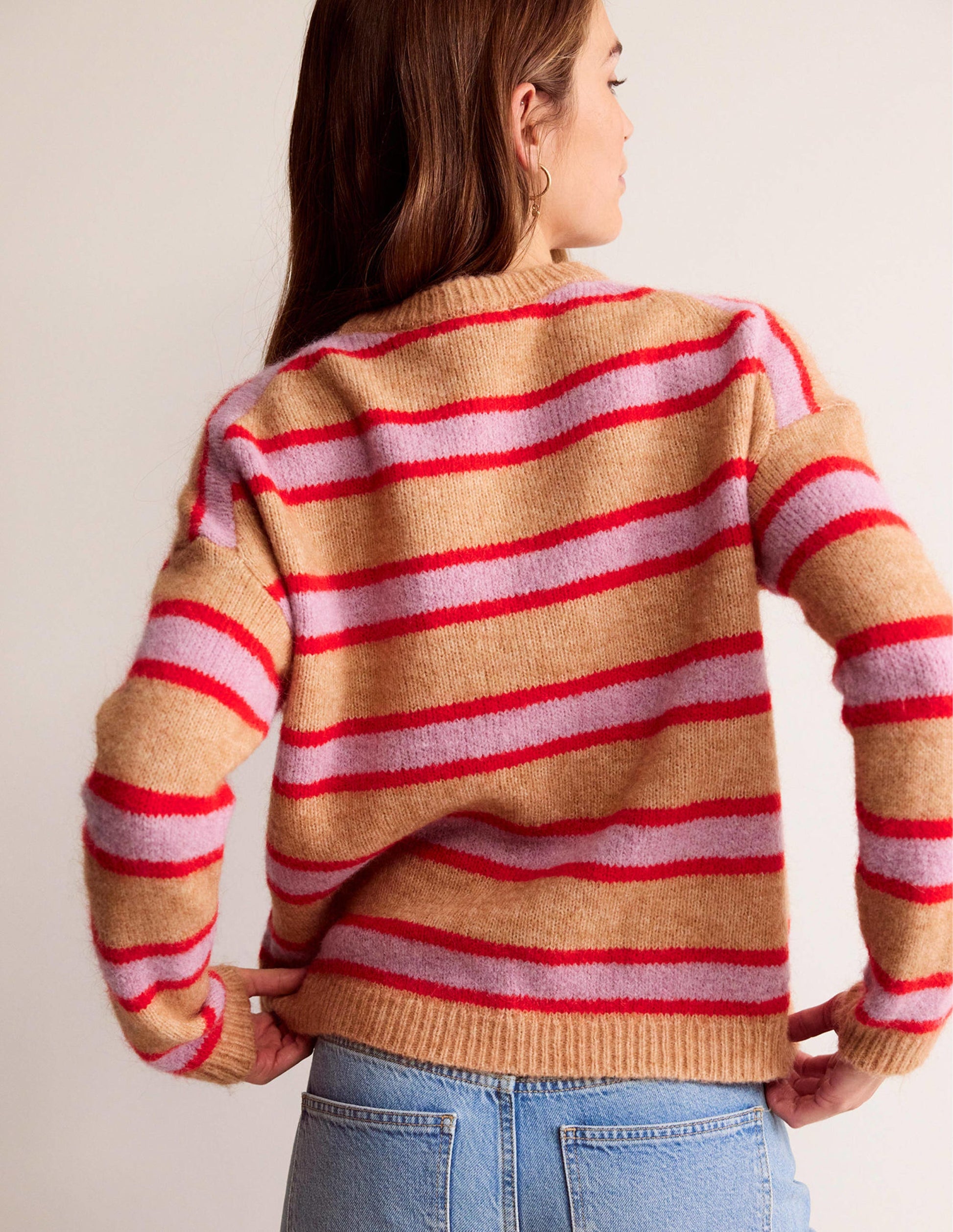 Rosemary Relaxed Fluffy Jumper-Camel Marl, Strawberry Sherbet-3
