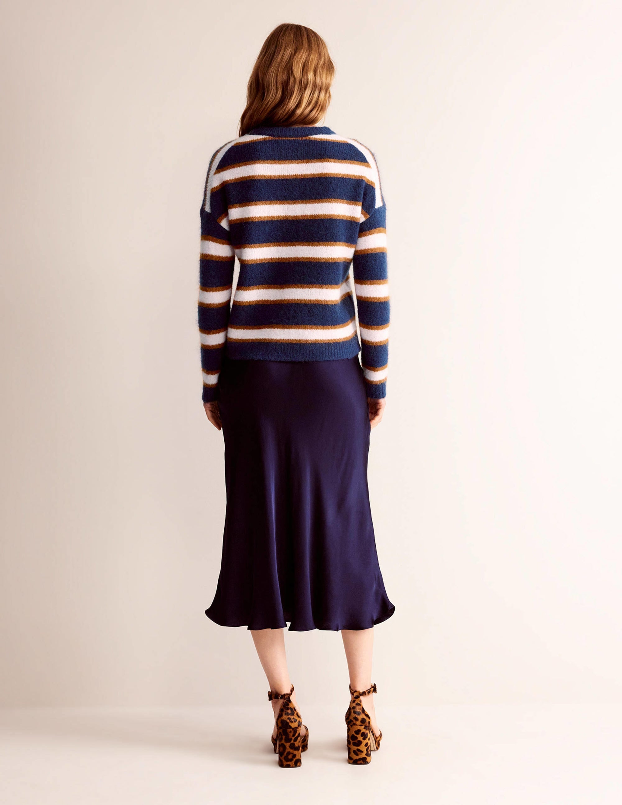 Rosemary Relaxed Fluffy Jumper-French Navy, Pumpkin - Image 6
