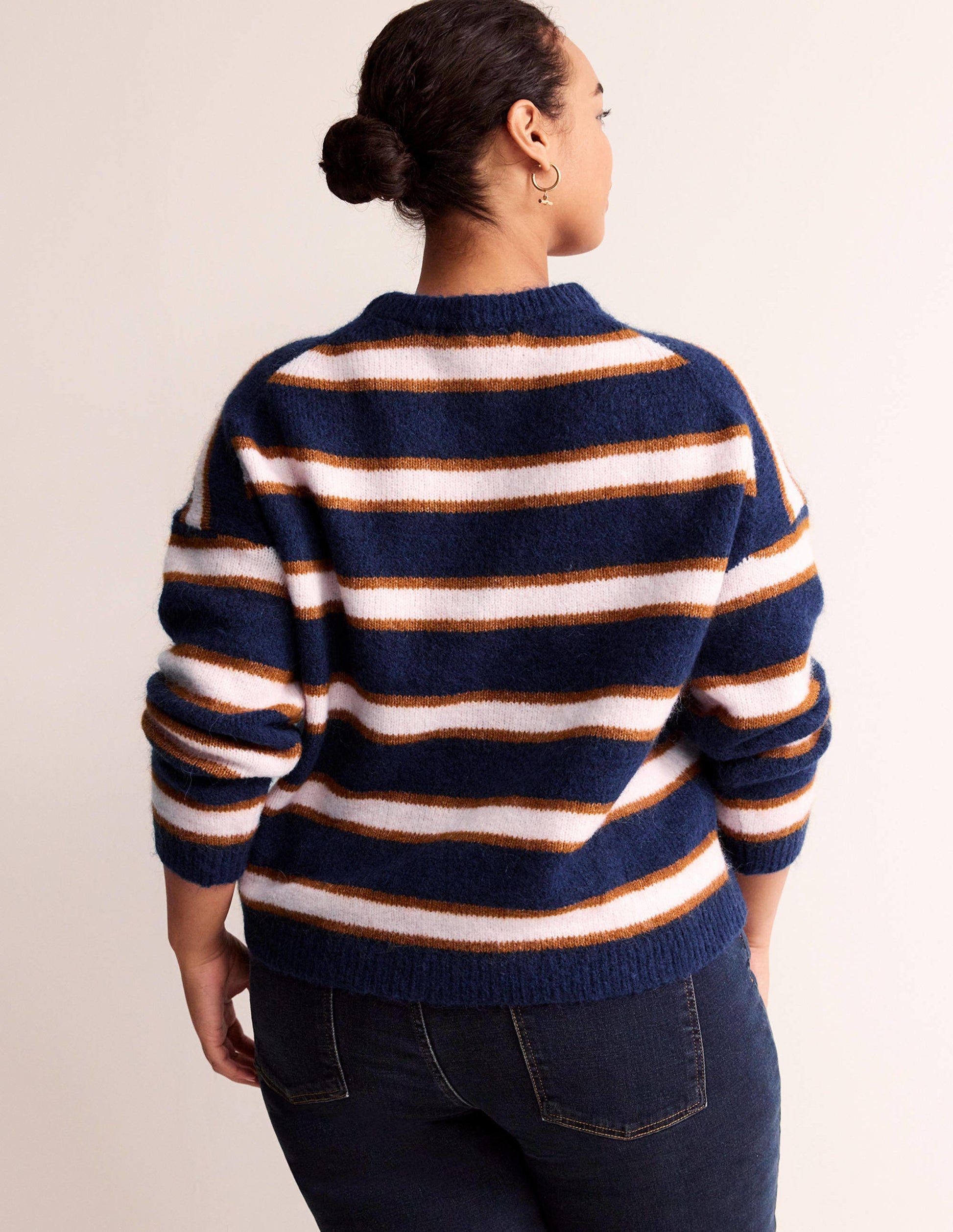 Rosemary Relaxed Fluffy Jumper-French Navy, Pumpkin-8