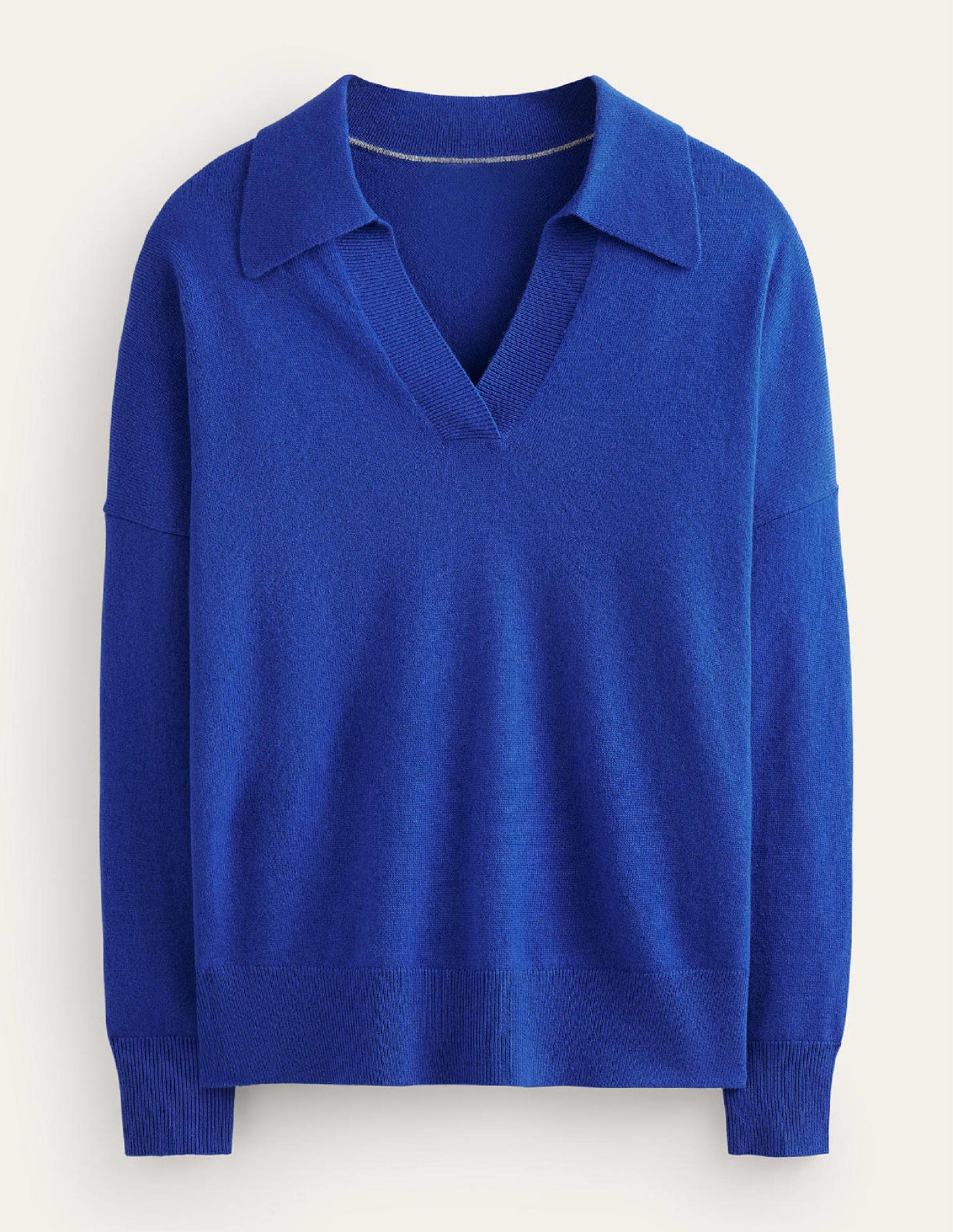 Collared Cashmere Henley-Cobalt