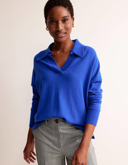 Collared Cashmere Henley-Cobalt-1