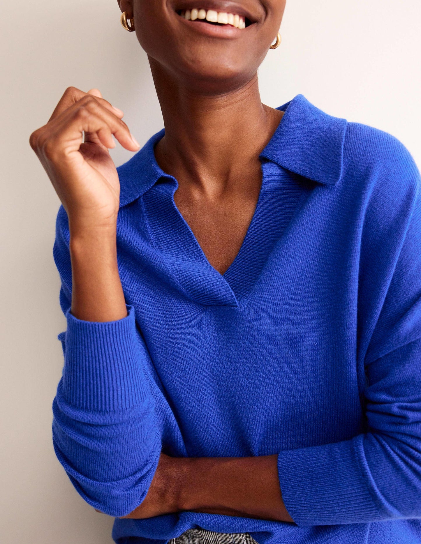 Collared Cashmere Henley-Cobalt