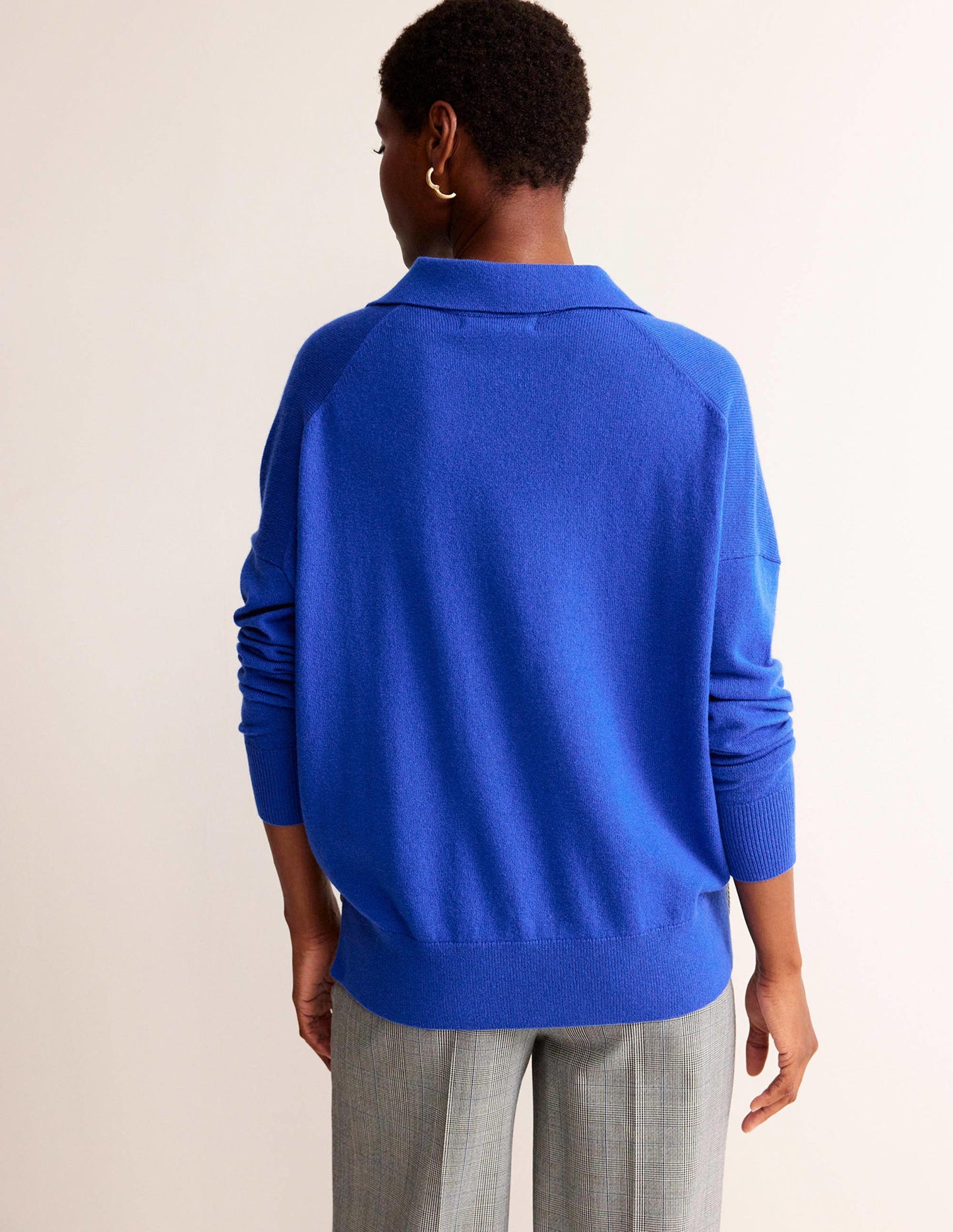 Collared Cashmere Henley-Cobalt