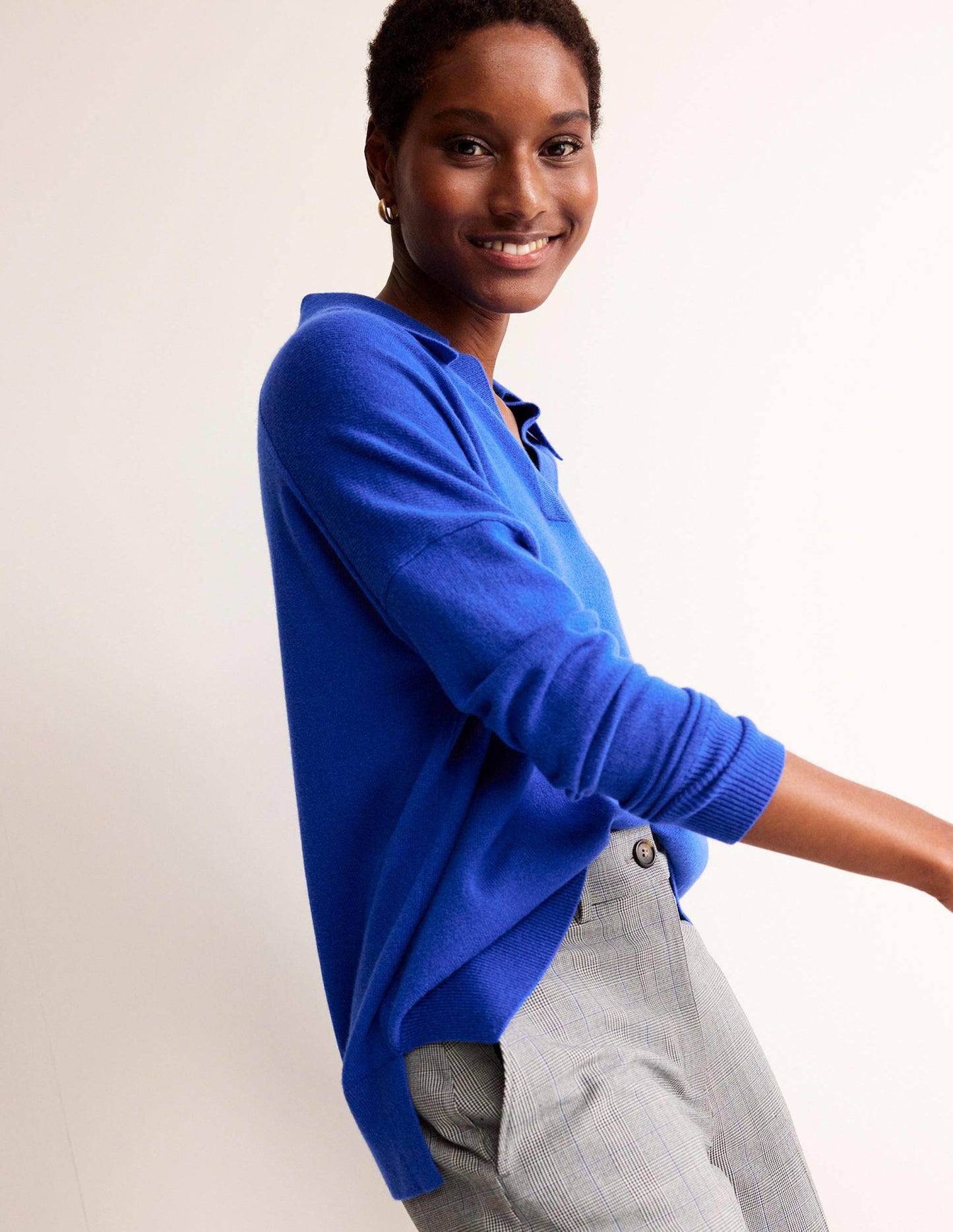 Collared Cashmere Henley-Cobalt