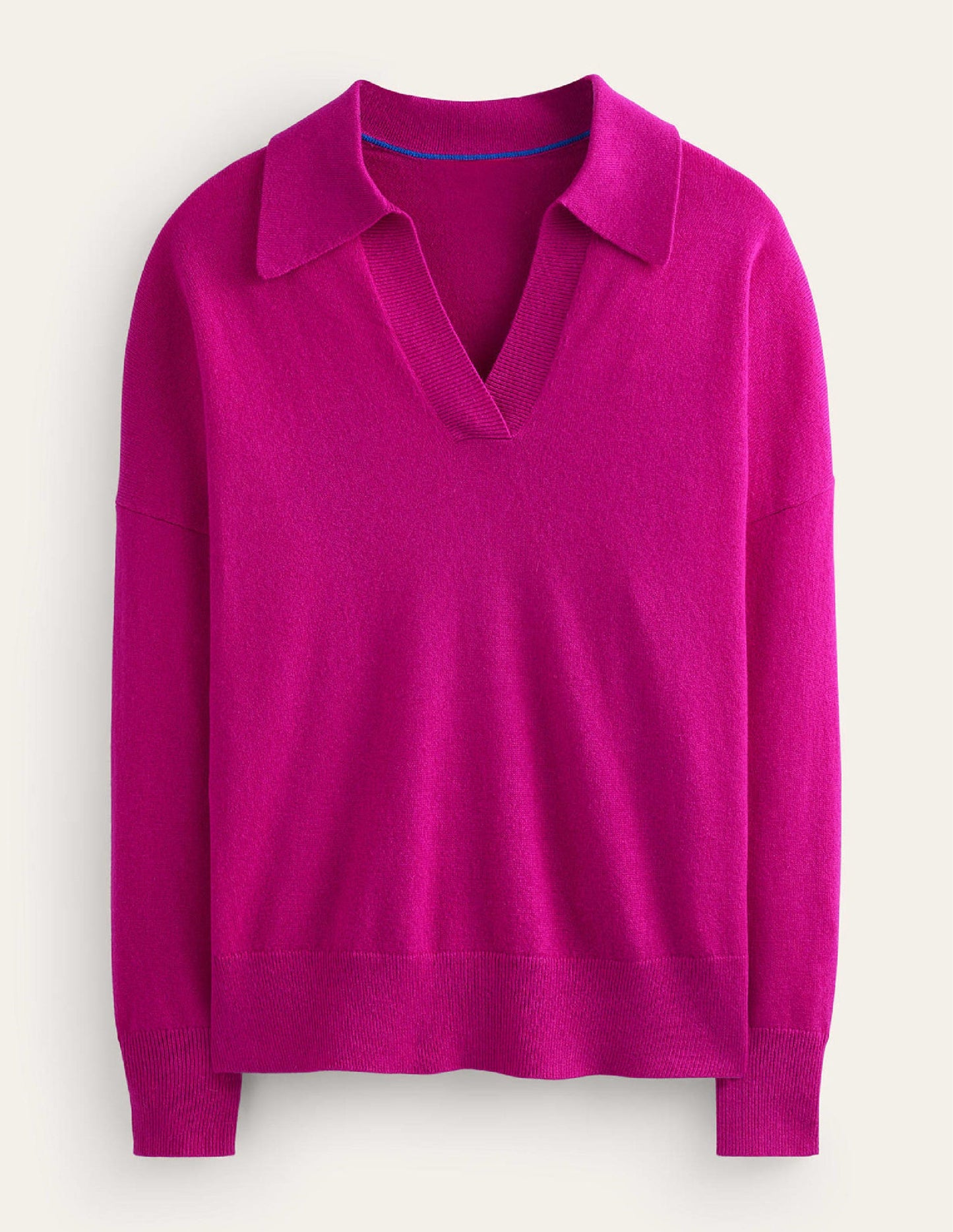 Collared Cashmere Henley-Magenta