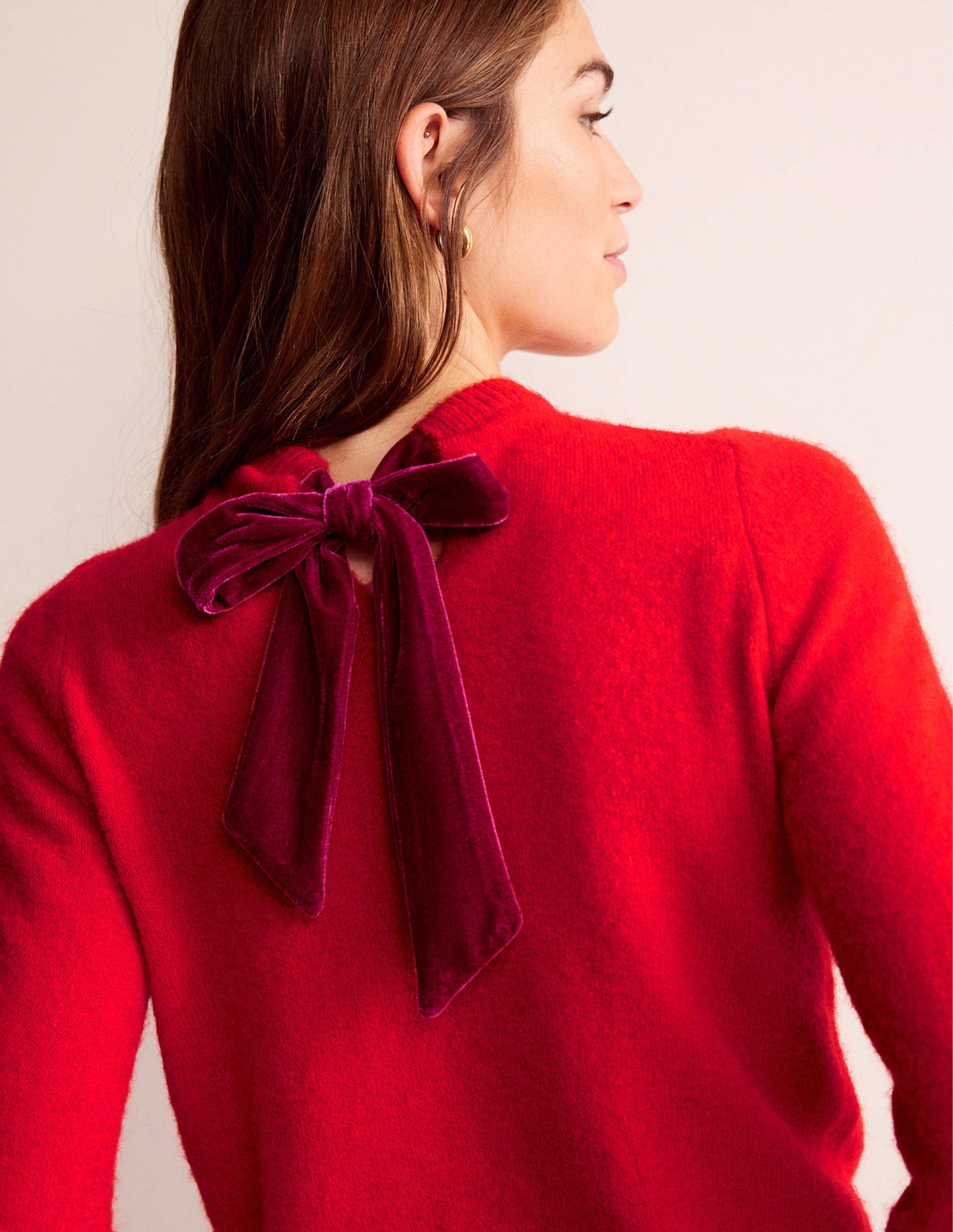 Fluffy Bow Back Jumper-Hot Pepper-2