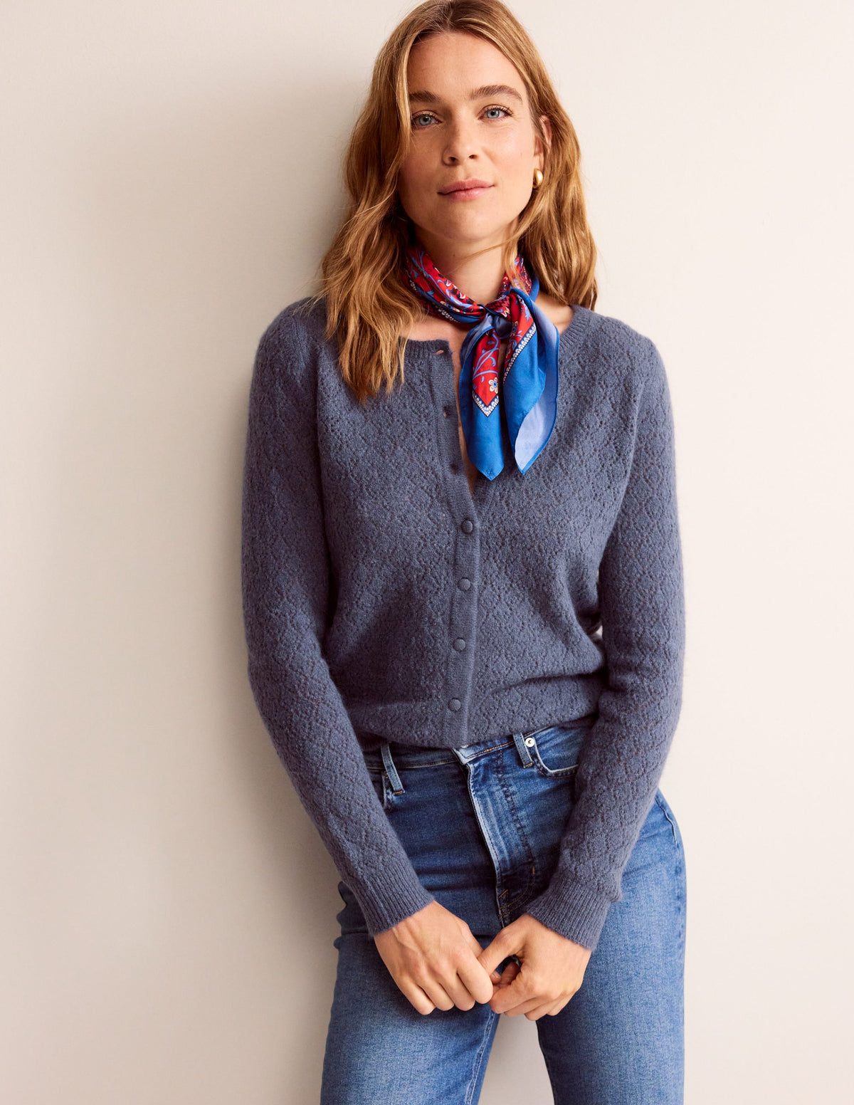 Fluffy Pointelle Cardigan-Nightshadow Blue-4