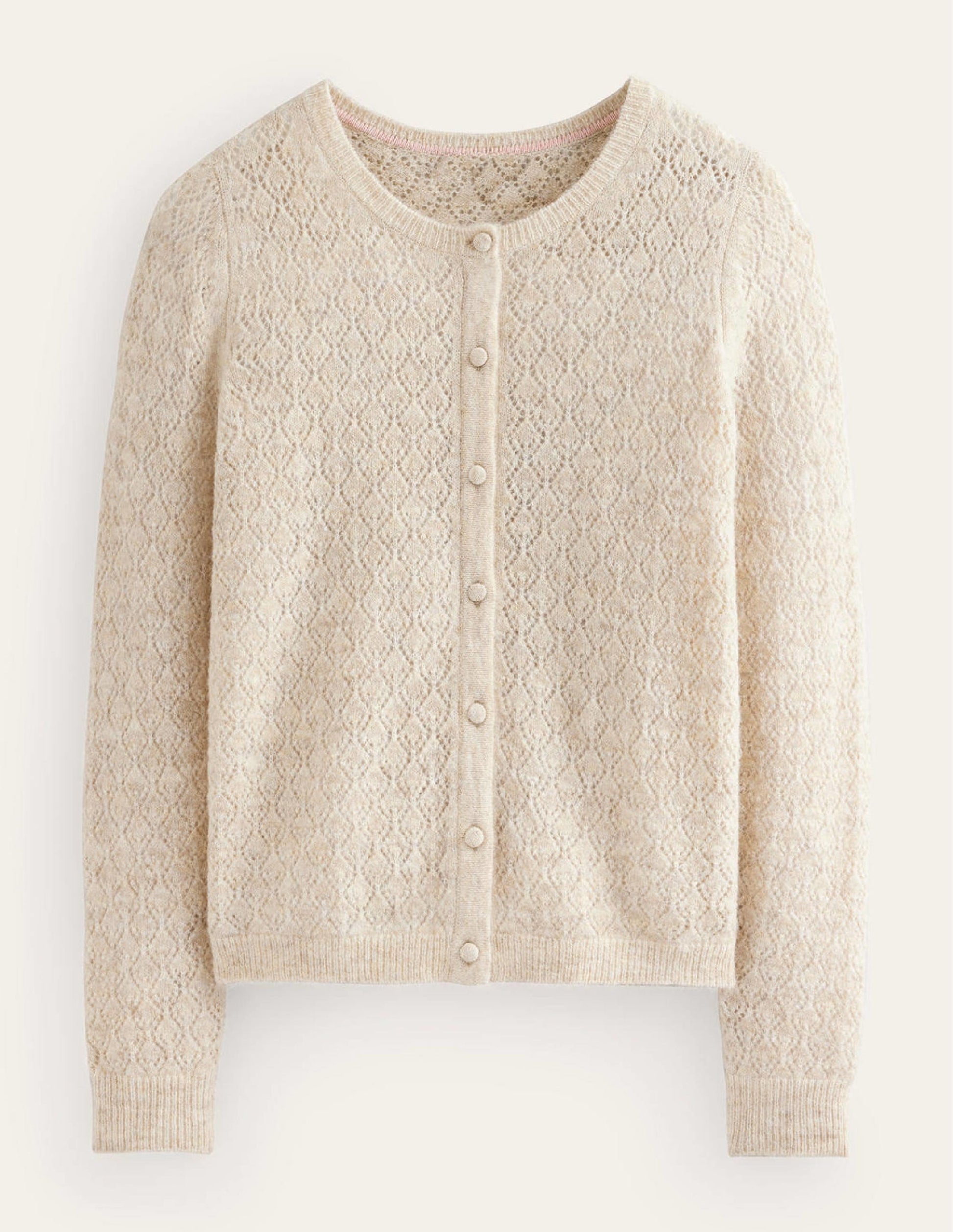 Fluffy Pointelle Cardigan-Oatmeal Melange-6