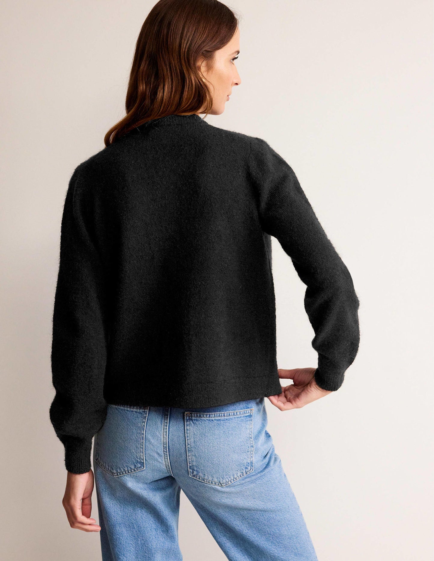 Fluffy Bow Cardigan-Black