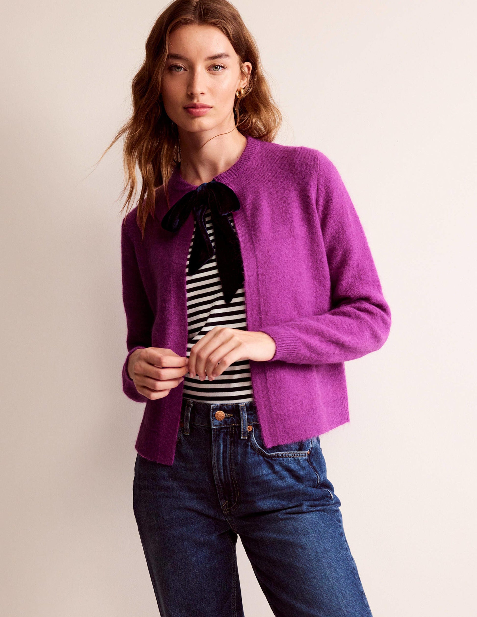 Fluffy Bow Cardigan-Festival Fuchsia-4